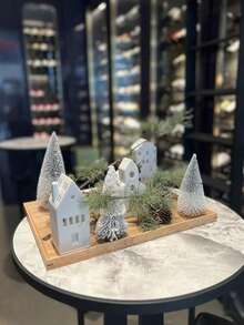 6/3pcs Christmas Decorations Mini Christmas Tree, Artificial Christmas Tree Bottle Brush With Wooden Base, Christmas Party Home Tabletop Craft - Multicolor - View 8