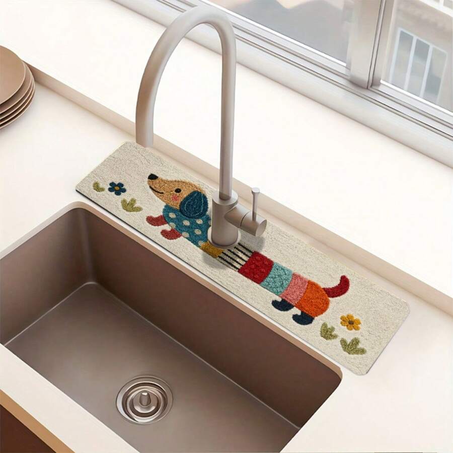1pc Faucet Drip Pad, Bar Countertop Waterproof Mat, Drying Mat, Drainage Mat, Coffee Machine Mat, Washing Machine Top Protection Mat, Stove Top Mat, Dining Table Placemat, Mouse Pad, Coffee Cup | Dish Draining, Absorbent Quick-Drying Draining, Washable And Reusable, Suitable For Kitchen | Cafe, Tea Cup, Coffee Cup, Coffee Machine Accessories, Home Decor For Coffee Lovers, Rental Renovation, Perfect As Housewarming Gift, Christmas Gift - Multicolor - View 1