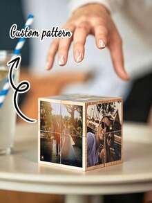 Personalized Custom Creative Magic Cube Photo Frame - DIY Creative Handmade Wooden Souvenir, Unique Foldable Collage Movie Theme Square, Made Of Innovative Materials, Suitable For Parents Celebration Gift, Couples, Friends, Family Creative Gift, Landscape Decoration, Desktop Display, Durable - Multicolor - View 5