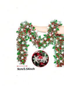 1pc Christmas Metallic Brushed Wreath, Christmas Tree Hanging Ornament, Holiday Party Fireplace Mantel Railing Decoration - A - View 6