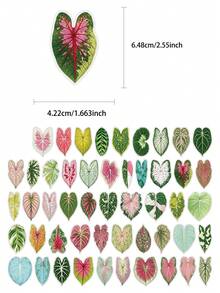 50pcs Colorful Artistic Plant Leaf Stickers PET Material For Adults Teens Sticker Enthusiasts Scrapbooking, Notebooks Laptops Phone Cases Luggage And Guitar Decorations Stickers - A - View 2