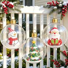 1pc Glowing Inflatable Christmas Ball (Ball-In-Ball Design With Santa Claus, Snowman And Christmas Tree Patterns), Suitable For Indoor/Outdoor Holiday Decor, Christmas And New Year Party Decoration And Holiday Gifts - Balloon Light - View 6