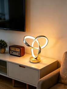 1pc Intertwined Ring Table Lamp, Modern Gold Twisted Circular LED Desk Lamp, USB Powered Minimalist Art Decor Light, Suitable For Bedroom, Living Room, Side Table, Ideal Wedding And Christmas Gift - Multicolor - View 1