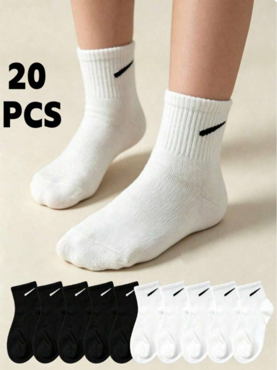 5 Pairs/10 Pairs/15 Pairs/20 Pairs Striped Diagonal Student Socks World Cup Sports Socks Sweat-Absorbent Breathable Versatile Casual Socks - Multicolor - View 1
