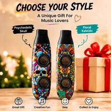 1pc Portable Pocket-Sized Mouthpiece Instrument, Adjustable Double Reed, Suitable For Guitar And Ukulele Accompaniment, Cool Graffiti Design, Perfect Gift For Music Lovers - Multicolor - View 5