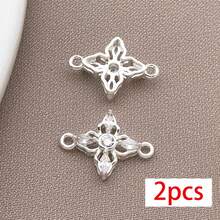 2pcs Retro Zirconia Inlaid Link Connectors 18K Plated Clover Round Star Double Loop Connector For DIY Bracelet Necklace Jewelry Making Craft Supplies - Multicolor - View 11