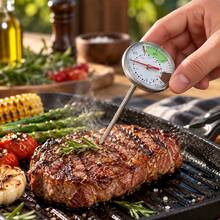 Analog Food And Meat Thermometer In 430 And 304 Stainless Steel, Kitchen Temperature Gauge For Roasting And Baking, Celsius And Fahrenheit Scale, 4.5x13.5cm - 4.5X13.5CM - View 2