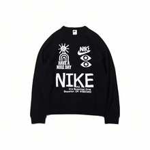Sweatshirt Lengan Panjang Gaya Preppy dengan Logo Nike dan Tulisan Huruf Besar, Pria, Hitam - Hitam - View 1