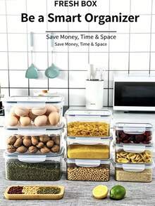 1/3 Food Strainer Basket, Household Sealed Refrigerator Storage Box With Strainer Basket And Lid, Suitable For Storing Various Fruits And Vegetables - White - View 1
