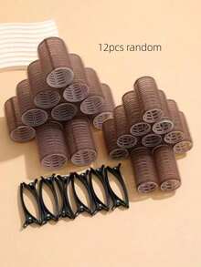 Self-Adhesive Hair Roller Set, Includes Hair Rollers And Hair Clips, Salon-Grade Curling Tool, Suitable For DIY Hairstyle Design, Heatless Hair Rollers - Coffee Brown - View 8