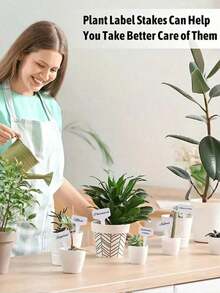 20pcs T-Shaped White Plant Labels, Waterproof Weather-Resistant Plastic Garden Markers, Easy To Write Indoor/Outdoor Yard Garden Plant Tags - Multi-color - View 11