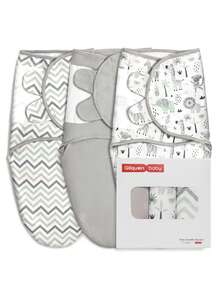 3pcs Baby Swaddle Wraps, Newborn And Infant Swaddle Blankets, Adjustable, Soft Cotton Baby Sleep Sack, Unisex, Small (0-3 Months) - Color Stripes - View 2