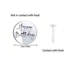 5件/10件/20件/40件圓形壓克力生日快樂杯子蛋糕裝飾插牌，生日派對甜點烘焙蛋糕裝飾用品 - 彩色 - 查看 8