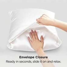 Set Of 2 Solid White Silky Satin Pillowcases, Smooth Cooling Pillow Covers For Hair Skin Care, Envelope Opening Pillow Case, Home Bedroom Bedding Decor, Pillow Not Included - White - View 7