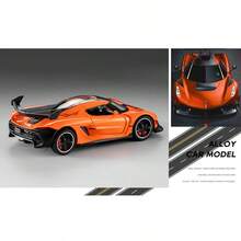3pcs 1/32 Scale Jesko Alloy Diecast Car Model, Simulated Supercar With Openable Doors, Pull Back Function, Desktop Ornament, Collectible Display Decor, Holiday Gift - Multicolor - View 8