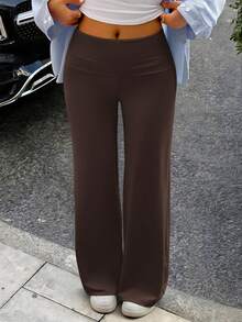 Women's Spring/Summer High Waist Yoga Casual Soft Elastic Sports Pants - Brown - View 10