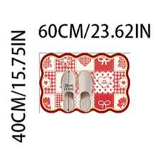 1pc Christmas Red & White Patchwork Shaped Doormat, Welcome Mat, Christmas Tree Bow Heart Plaid Carpet, Rug, Christmas Rug, Bedroom Carpet, Area Rug - Multicolor - View 16
