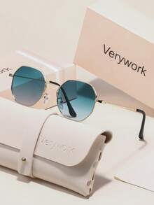 Verywork1 Geometric Pattern Personalized Brand Design Women's Sunglasses, Comes With Storage Case And Cleaning Cloth, Suitable For Beach Vacation, City Stroll, Fashion Street Photography, Best Friend Afternoon Tea, Travel Check-In. - Multicolor - View 13