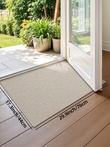 DAJIANG 1pc Polyester Simple Ins Style Bicolor Woven Texture Door Mat, Modern Stylish Woven Pattern, Easy To Clean, Wear Resistant, Dustproof, Durable, Suitable For Entrance - Khaki - View 20