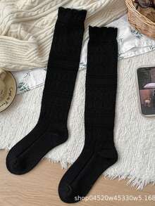 Slouchy Knit Socks, Thick And Soft Boot Socks, Warm Winter Long Socks, Women's Winter Wear, Women's Socks; Suitable For Halloween Or Christmas Looks, Lounging At Home, Daily Commuting, And Pairing With Autumn/Winter Boots. - Multicolor - View 13