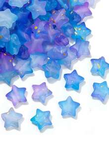 100pcs Blue-Purple Frosted Star-Shaped Beads - Perfect For Jewelry Making, Bracelets, Earrings, Necklaces - Colorful Matte Frosted Acrylic Craft Additions, Pendant Additions, Jewelry Making Pendants - Multicolor - View 3