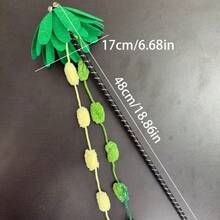 1pc Summer Fresh Coconut Tree Cat Teaser Wand, Non-Woven Fabric Tassel Pom Pom Long Pole Cat Toy, Durable Bite-Resistant Boredom Relief For Cats - View 5