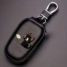 Universal Multifunctional Key Pouch With Cartoon Cat And Flower, For Men And Women, Colorfast Premium Car Smart Keychain Case Holder - Multicolor - View 6