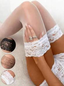 1/2/4 Pairs Ultra-Thin Sexy Lace High Waist Thigh High Stockings - Multicolor - View 1