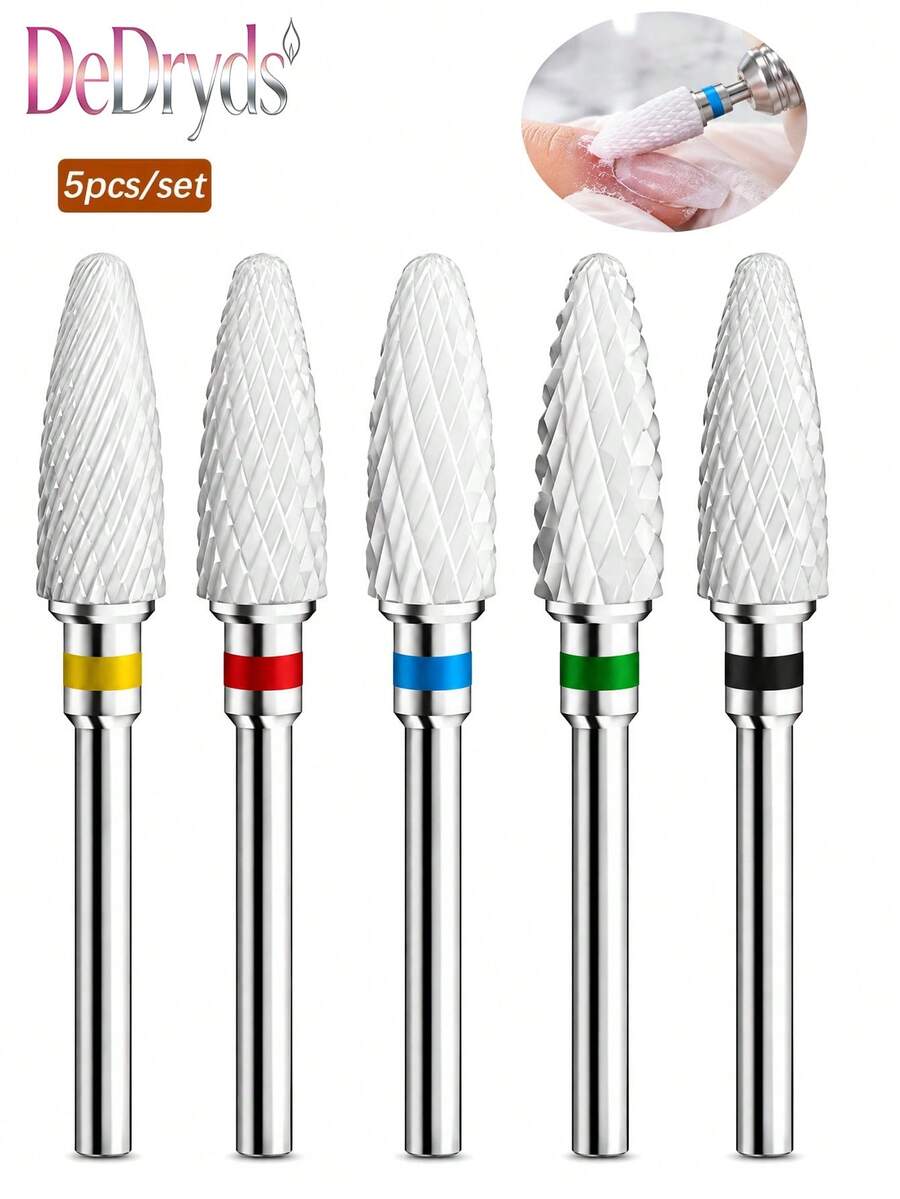DeDryDS 5件組電動美甲磨甲機旋轉磨頭 銑削美甲鑽頭 美甲足部護理工具
