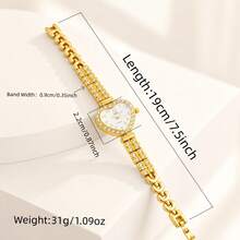 1pc Women's Gold Heart-Shaped Rhinestone Dial Arabic Numeral Display Wrist Watch Fashion Convenient Quartz Watch - Style 2 - View 2