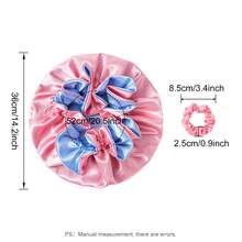 Double Layer Satin Sleep Cap, Women's Large Hair Protection Bonnet, Soft Silky Head Wrap With Matching Hair Tie, Multiple Colors Available - 12941-12946 - View 2