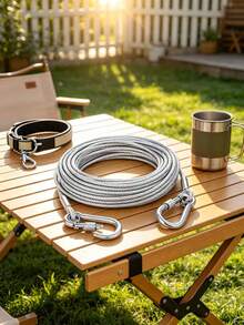 Portable Iron Clothesline, 2mm Thick Heavy Duty Multi-Function Practical Steel Wire Rope, Lightweight Camping Gear, Suitable For Indoor And Outdoor Use, Suitable For Bathroom, Bedroom Balcony Clothes Drying, Can Be Used As Temporary Dog Leash - Multicolor - View 2