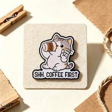 Cute Coffee Cat Enamel Pins, Funny Cartoon Quotes Brooch Set, Metal Coffee Lapel Badge For Backpack Jacket Hat, Lovely Gift For Coffee Lover - Multicolor - View 10