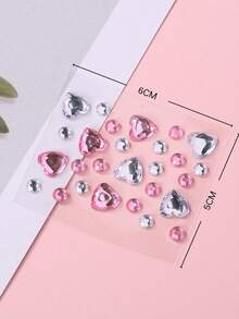 1 Set Sticker Planner Supplies, Acrylic Gemstone Decoration, Multi-Shape Rhinestone Decals, Heart Star Flower Cut Design, Glossy Finish, Self-Adhesive, Suitable For Personal Item Surface Decoration - Colorful Heart Diamond Stickers - View 7