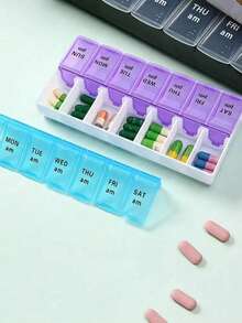 Large Capacity Portable 14-Compartment Pill Organizer, Weekly Pill Box, Multi-Functional Travel Pill Dispenser, Convenient For Daily Medication, Essential Health Supplies For Students, Transparent Leak-Proof Design, Easy Daily Medication Management, Perfect For Home And Travel - Transparent Black - View 3