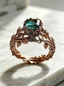 1pc Vintage Glamorous 14K Gold Plated Synthetic Cubic Zirconia Ring Perfect Gift For Party, Anniversary,Birthday, Christmas - Multicolor - View 2