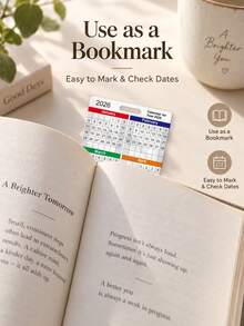 1/10pcs 2026 Portable Calendar Cards, Compact 12-Month Year Planner Bookmark With Hanging Hole For Weekly & Daily Schedule Management, Home Office Supplies, Office Desk Accessories & Christmas Planner Accessories - C - View 5