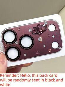 Luxury Shining 3D Heart Diamond Rhinestone Handmade Camera Protector Compatible With IPhone 18 Pro Max 18 Pro 17 Pro Max 17 Pro Matte Scratch-Proof Lens Glass Tempered Film - Burgundy - View 4