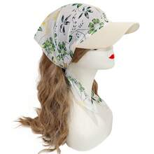 Women Floral Printed Hijab Cap With Brim, Lightweight Chiffon Turban Hat, Sun Protection Baseball Style Headscarf For Daily Outdoor - Multicolor - View 9