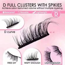 7 Pairs 15mm Cat Eye False Eyelashes - Black - View 6