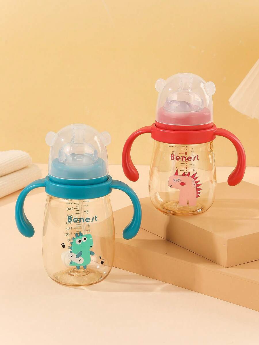 Cute Cartoon Shaped Direct Drinking Water Bottle With Plastic Handle, Designed For Learning To Drink - Multicolor - View 1