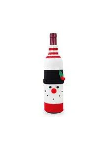 1pc Knitted Wine Bottle Cover, Reindeer Design Bottle Sleeve, Plush Furry Trim, Cute Cartoon Style, Table Decor, Christmas Party, Holiday Dinner Table Ornament Gift For Wine Bottle Decoration - View 10