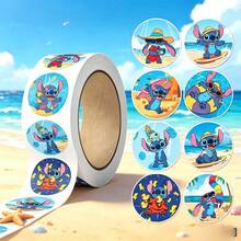 Hasbro 500pcs/Roll Stitch Round Stickers Roll Stickers Children's Planner Decoration Cartoon Cute Reward Stickers - Multicolor - View 2