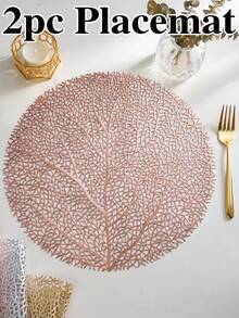 12pcs, Gold Hollow PVC Placemats, Washable Tabletop Decor Mats, Non-Slip Odorless Tableware Pads, Durable Highly Attractive Coasters, Suitable For Restaurants, Cafes, Homestays, Applicable For Festivals, Parties, Gatherings, Birthdays, Weddings, Dinner Parties. - Multicolor - View 9