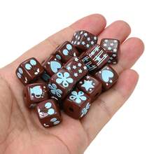 10pcs 15mm Autumn/Winter Brown Square Acrylic Beads With Blue Printed Pattern, DIY Jewelry Making Materials For Bracelets, Necklaces, Keychains, Bag Charms - Brown - View 2