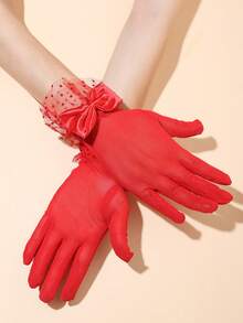 1pair Vintage Women Net Mesh Bow Decor Lace Gloves, For Evening Dress/Formal Attire Valentine's Day Valentines - Multicolor - View 18