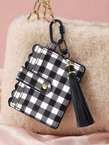 PU Card Holder Keychain With Tassel,Multi Slots Id Credit Card Wallet Bag Charm,Portable Id Card Coin Purse,Bank Card Holder,Fashion Accessories - Multicolor - View 2