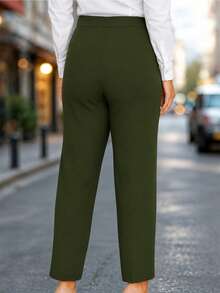 Fashion Plus Size Women's New Arrival All-Season Versatile Commute Casual Long Pants - Army Green - View 2