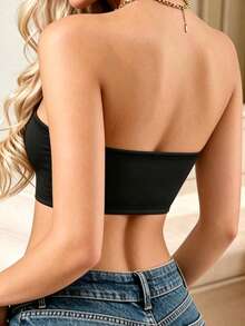 2pcs/Set Bra Bandeau Push-Up Wanita, Tanpa Kawat, Penutup Depan Anti Selip, Nyaman untuk Pemakaian Sehari-hari Kasual - MultiWarna - View 3