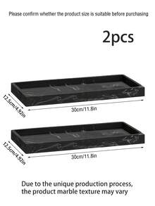 Black Marble Silicone Tray Set, Modern Bathroom Counter Organizer For Perfume, Skincare, Soap And Toiletries - Multicolor - View 13